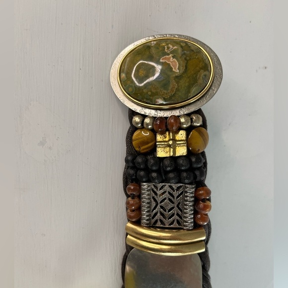 Vintage Marjorie Baer SF Braided Two-toned Brown Mixed Metals Belt Size Medium - Picture 12 of 14